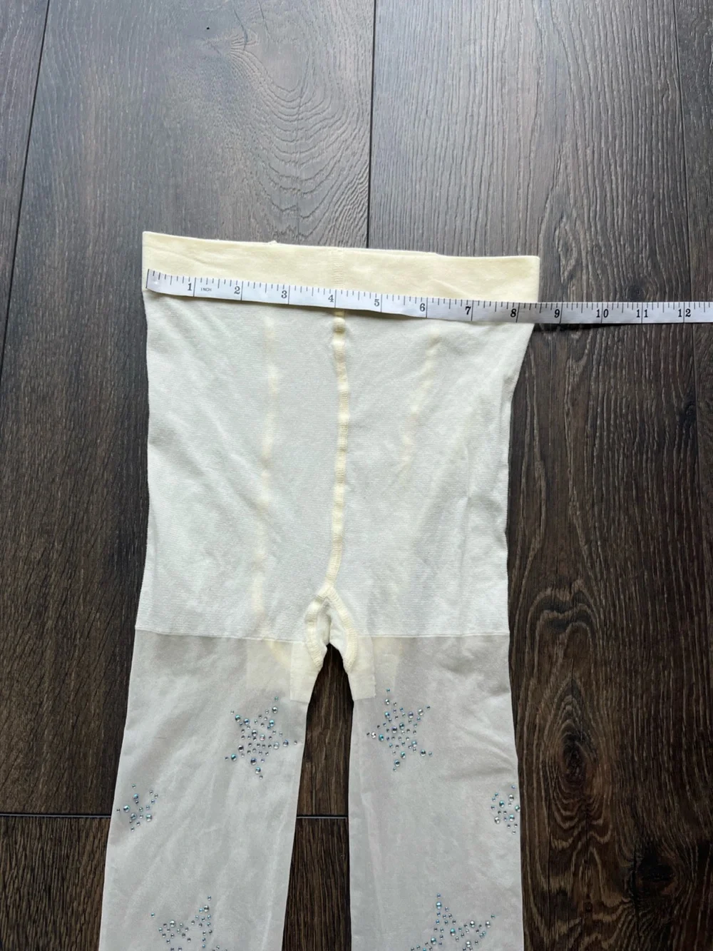 Cream Sheer Star Embellished Tights